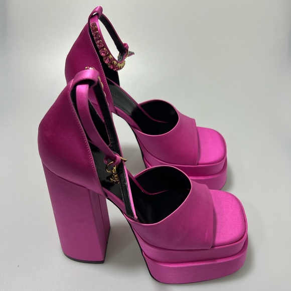 Versace Aevitas Satin Platform Pumps Pink Women’s EU 38.5/US 8.5 - Picture 6 of 12